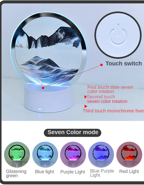 Load image into Gallery viewer, LED RGB Sandscape Lamp， Moving Sand Art Night Light with 7 Colors Hourglass Light 3D Deep Sea Display Decoration Christmas Gift

