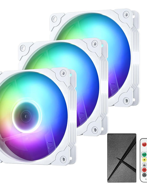 Load image into Gallery viewer, 3 Pack 120Mm ARGB &amp; PWM Case Fans with Controller High Airflow Addressable RGB Motherboard Sync Computer PC Cooling Fans
